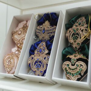 Набор елочных игрушек «2 бархатных сердца»