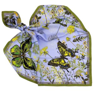 Платок из коллекции "Бабочки" цвет зеленый, 100% шелк подарочная коробка из картона. Размер 90х90 см.