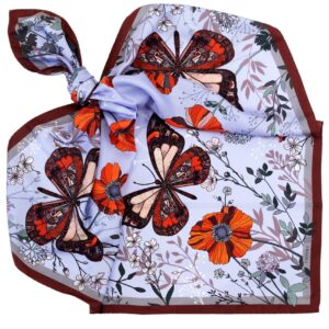 Платок из коллекции "Бабочки" цвет красный, 100% шелк подарочная коробка из картона. Размер 900х900 мм.