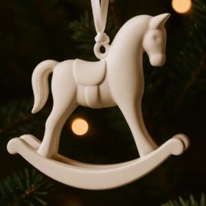 Фарфоровая елочная игрушка "лошадка-качалка"