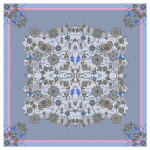 Платок "Украшение", размер 90х90см, цвет серый, 100% шёлк, подарочная упаковка.