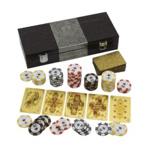 Набор для покера "Royal Flush" в черном кейсе. Материал МДФ, фишки, игральные карты, подарочная упаковка из картона. Размер: 280х120х55 мм.