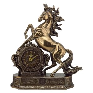 Настольные часы "Бронзовый конь" (бронзовая версия с золотом), полимер, размер 280*120*330мм, подарочная упаковка из картона. 280x120x330 мм.