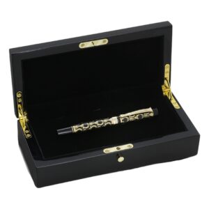 Ручка роллер "Подкова" в подарочной упаковке из дерева (цвет золотисный , черная заливка). 220х100х15 мм