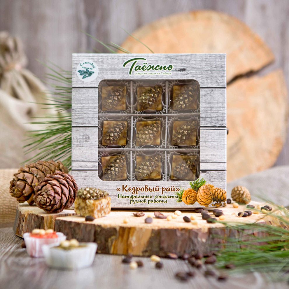 Конфеты ручной работы «Кедровый рай» с сосновой шишкой 153 г «Таёжно» — фото 1
