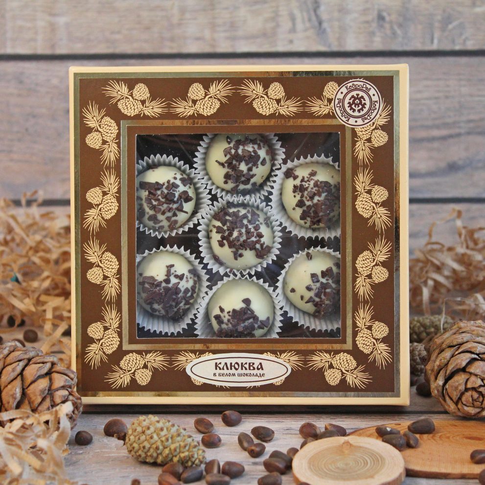 Конфеты «Кедровые с клюквой в белом шоколаде» 110 гр «КедроРай» — фото 1