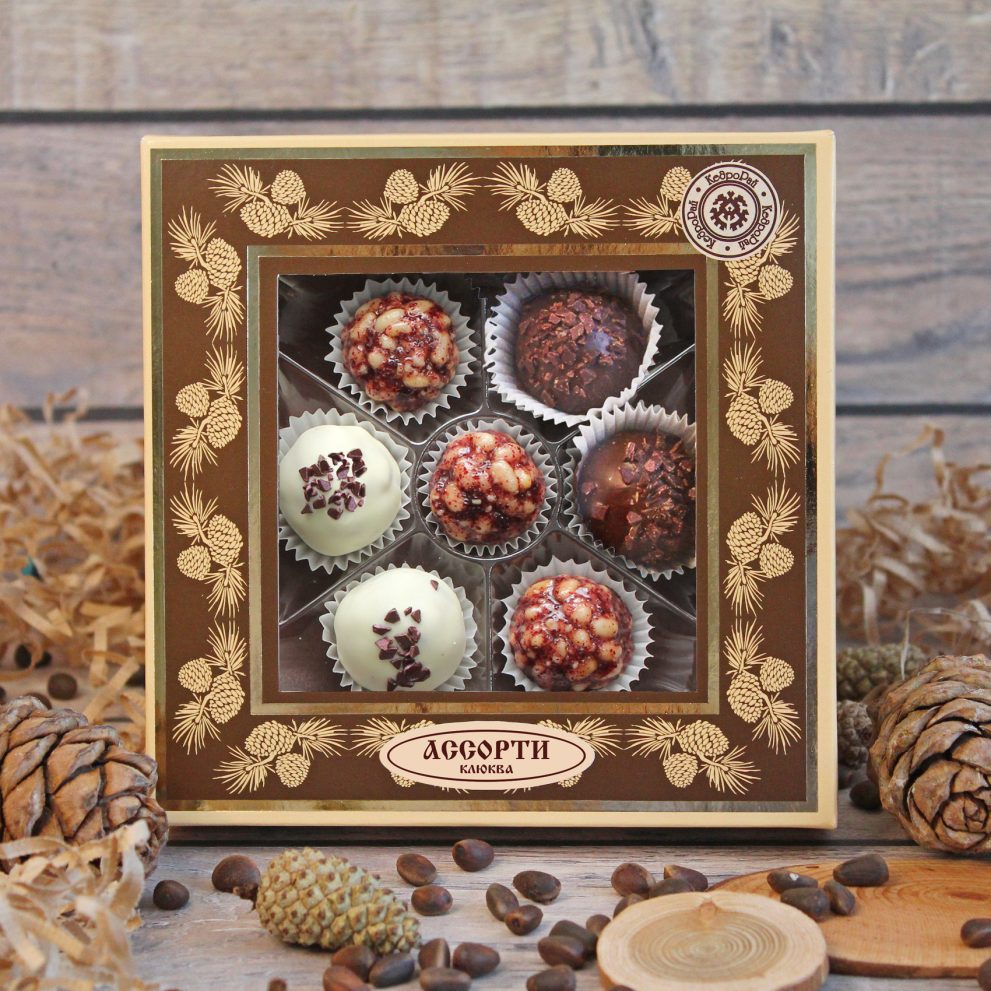 Конфеты «Кедровые с клюквой «Ассорти» в шоколаде» 115 г КедроРай — фото 1