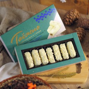 Конфеты «Палочки из кедровых орешков грильяж с черносливом и лимоном в белом шоколаде» 120 г «КедроРай»