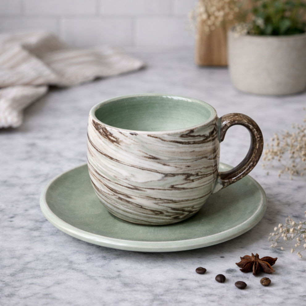 Чайная пара (кружка + блюдце) серия NERIKOMI. — фото 2