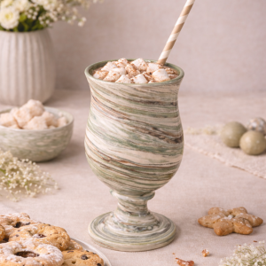 Керамический бокал на ножке серия NERIKOMI. Авторская керамика ручной работы — стильная посуда для уютных напитков и красивой сервировки