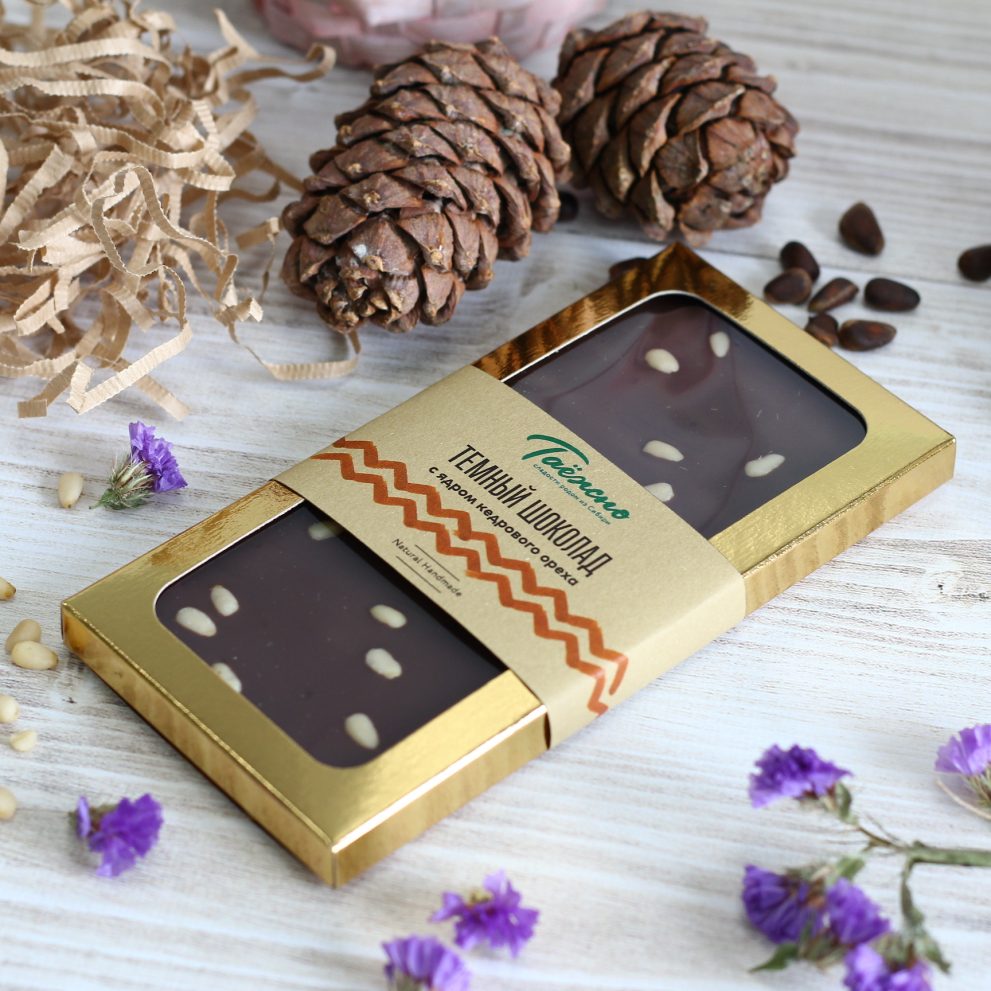 Шоколад темный с ядром кедрового ореха 80 г «Таёжно» — фото 2