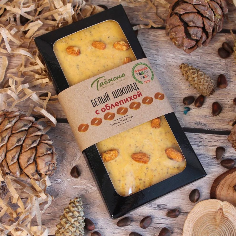 Шоколад белый с облепихой 80 г «Таежно» — фото 1