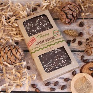 Шоколад горький на меду с семенами конопли 60 г "Таежно"