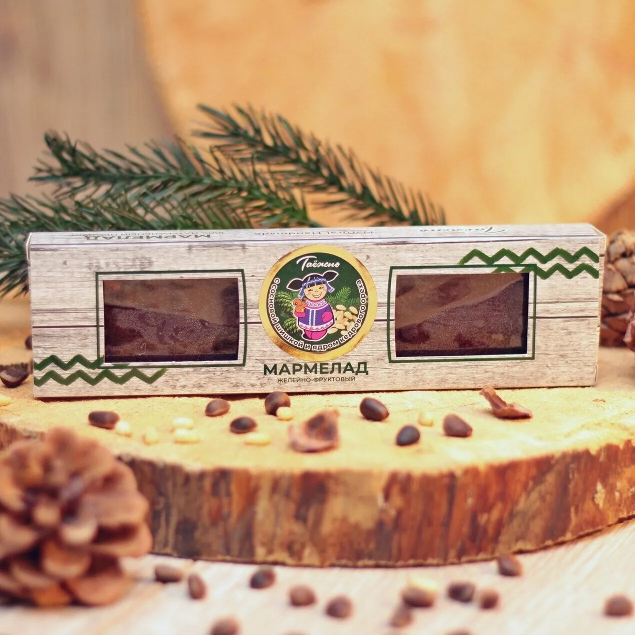 Мармелад желейно-фруктовый с сосновой шишкой и ядром кедрового ореха 170г — фото 1