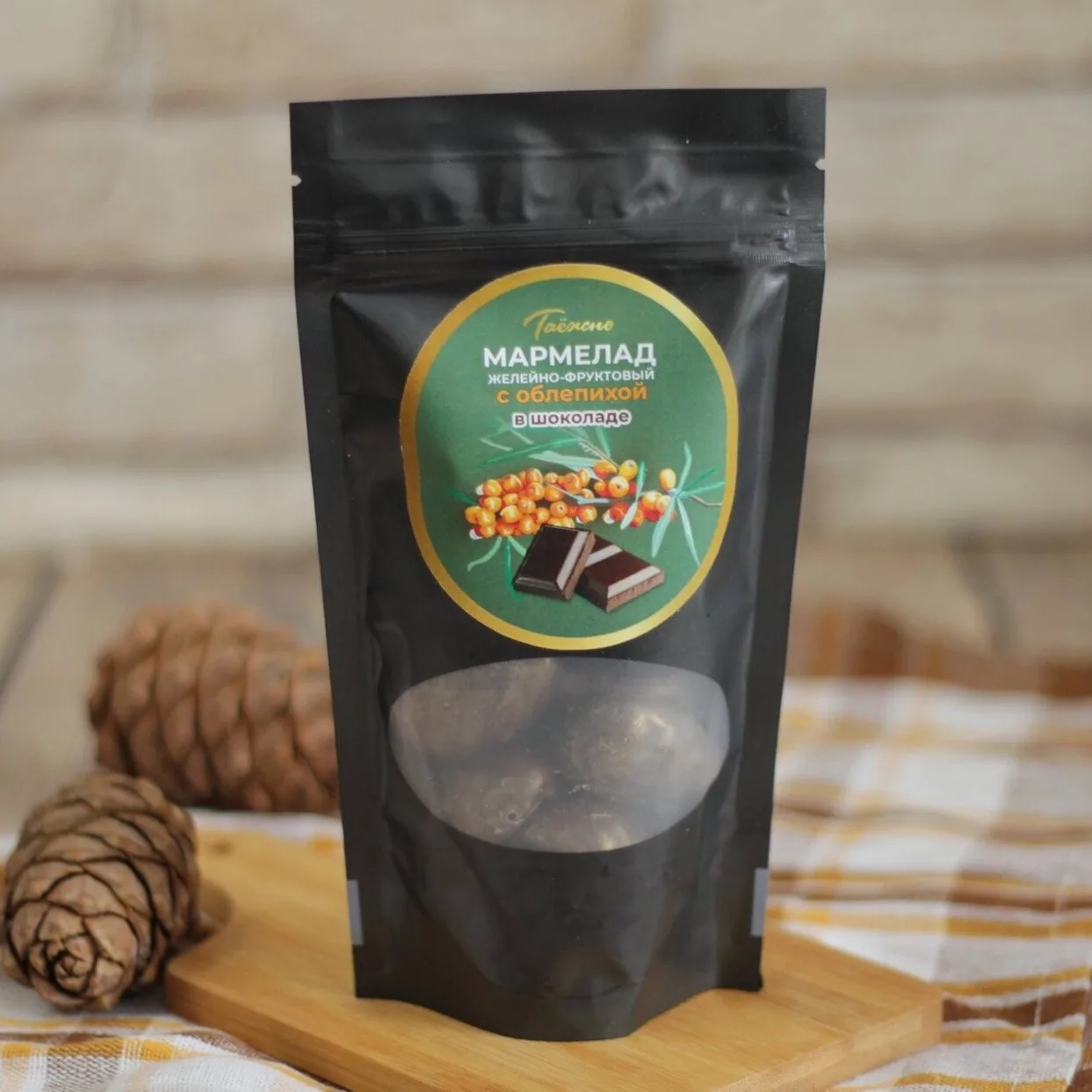 Мармелад желейно-фруктовый с Облепихой в шоколаде 150г "Таежно" — фото 1