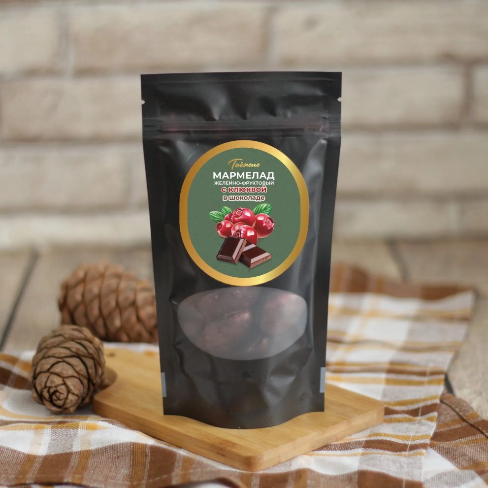 Мармелад желейно-фруктовый с Клюквой в шоколаде 150г » Таежно» — фото 1