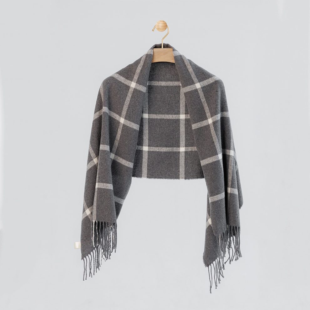 Палантин Маджоре серый клетка, цена для розничного покупателя — фото 1