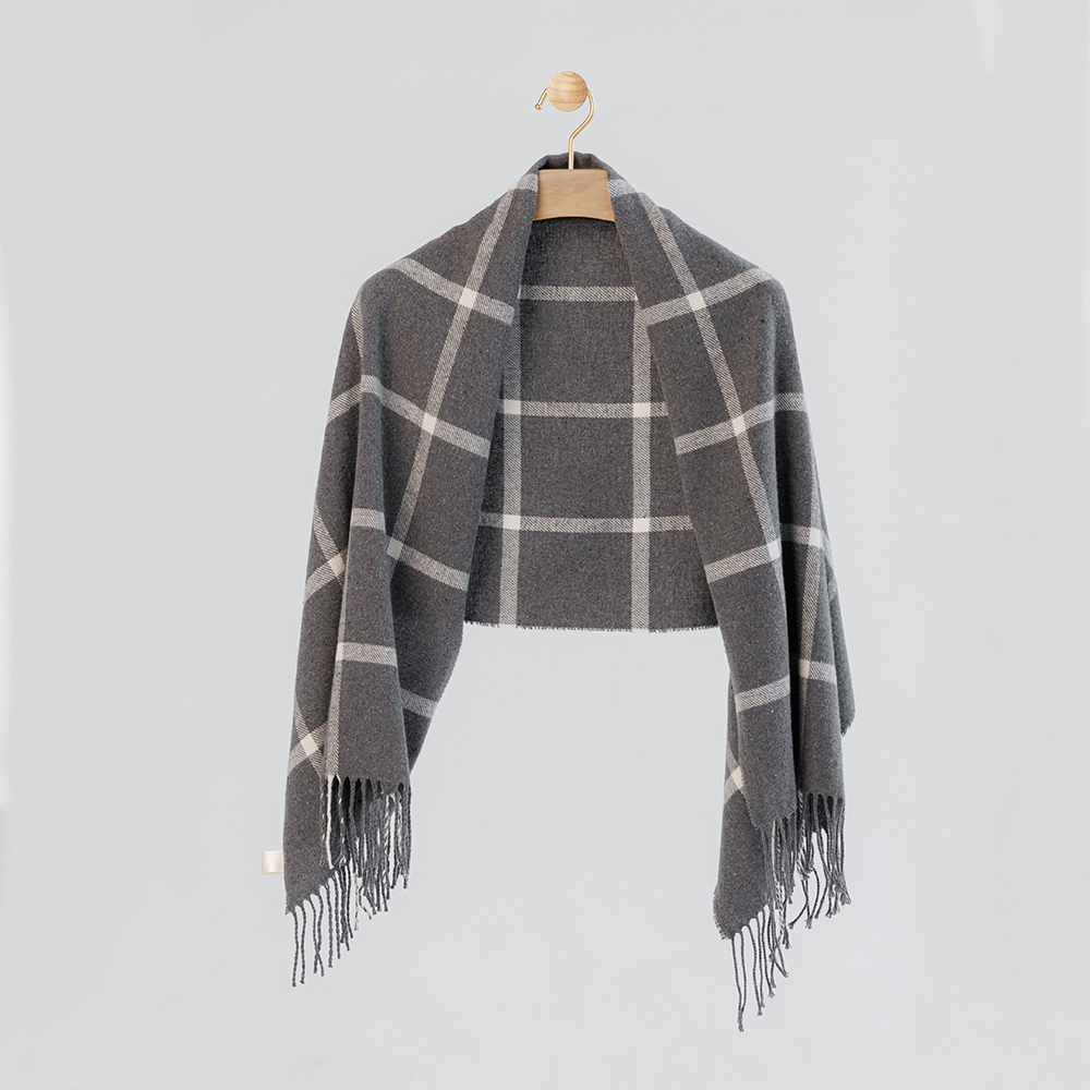 Палантин Маджоре серый клетка, цена для розничного покупателя — фото 1