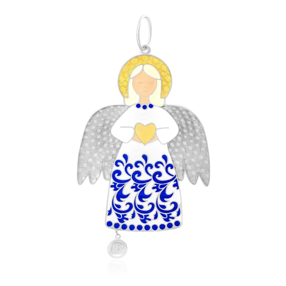 Елочная игрушка «Ангел» из серебра — фото 1