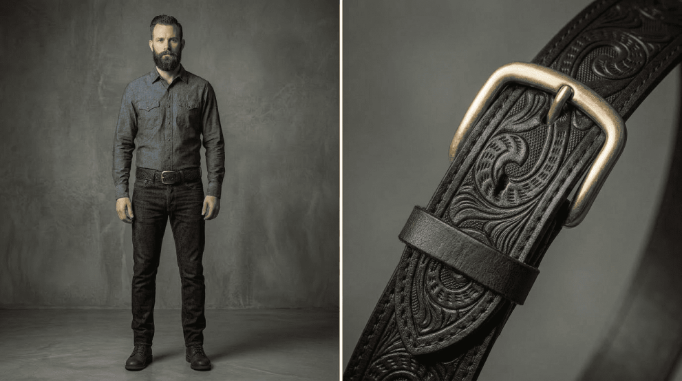 Ремень «Август» натуральная кожа, пряжка латунь — фото 4