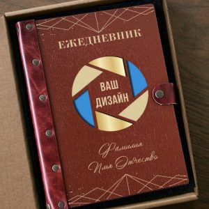 Ежедневник из дерева и кожи /винный/