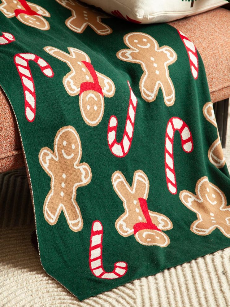 Плед из хлопка с новогодним рисунком Gingerman из коллекции New Year Essential, 130×180 см — фото 4