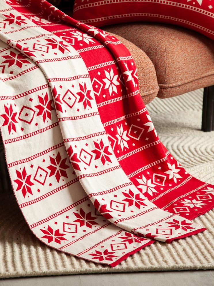 Плед из хлопка с новогодним рисунком Frostwork из коллекции New Year Essential, 130×180 см — фото 5