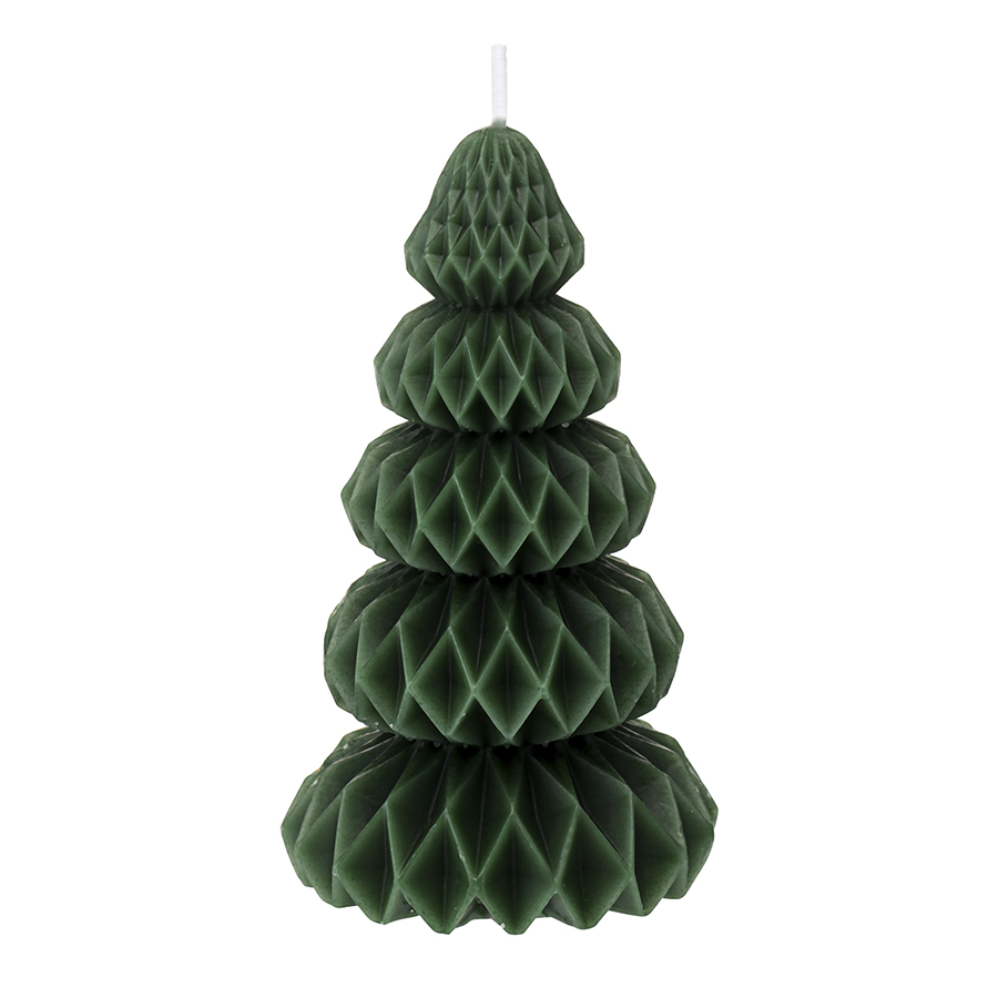 Свеча декоративная Origami зеленого цвета из коллекции New Year Essential, 19 см — фото 1
