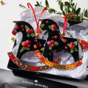 Елочные игрушки - лошадки в русском стиле