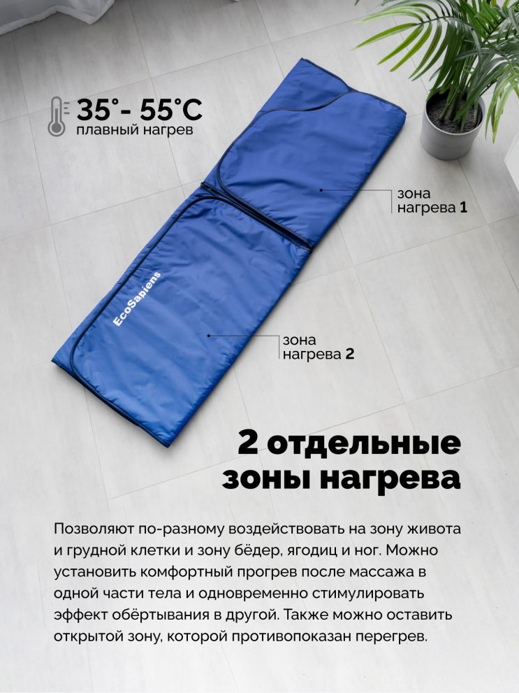 Двузонное термоодеяло для обертывания EcoSapiens Infralight (Инфралайт) 220х180 см — фото 5